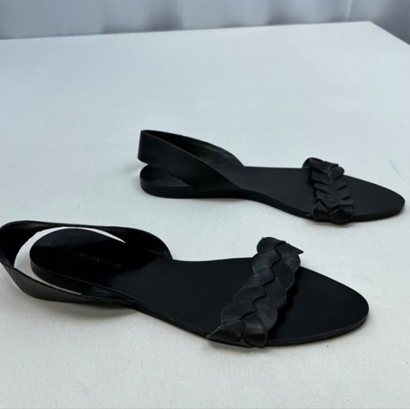 Zara Basic Collection Womens Braided Flat Sandals Black Size 9/40 - Picture 2 of 5